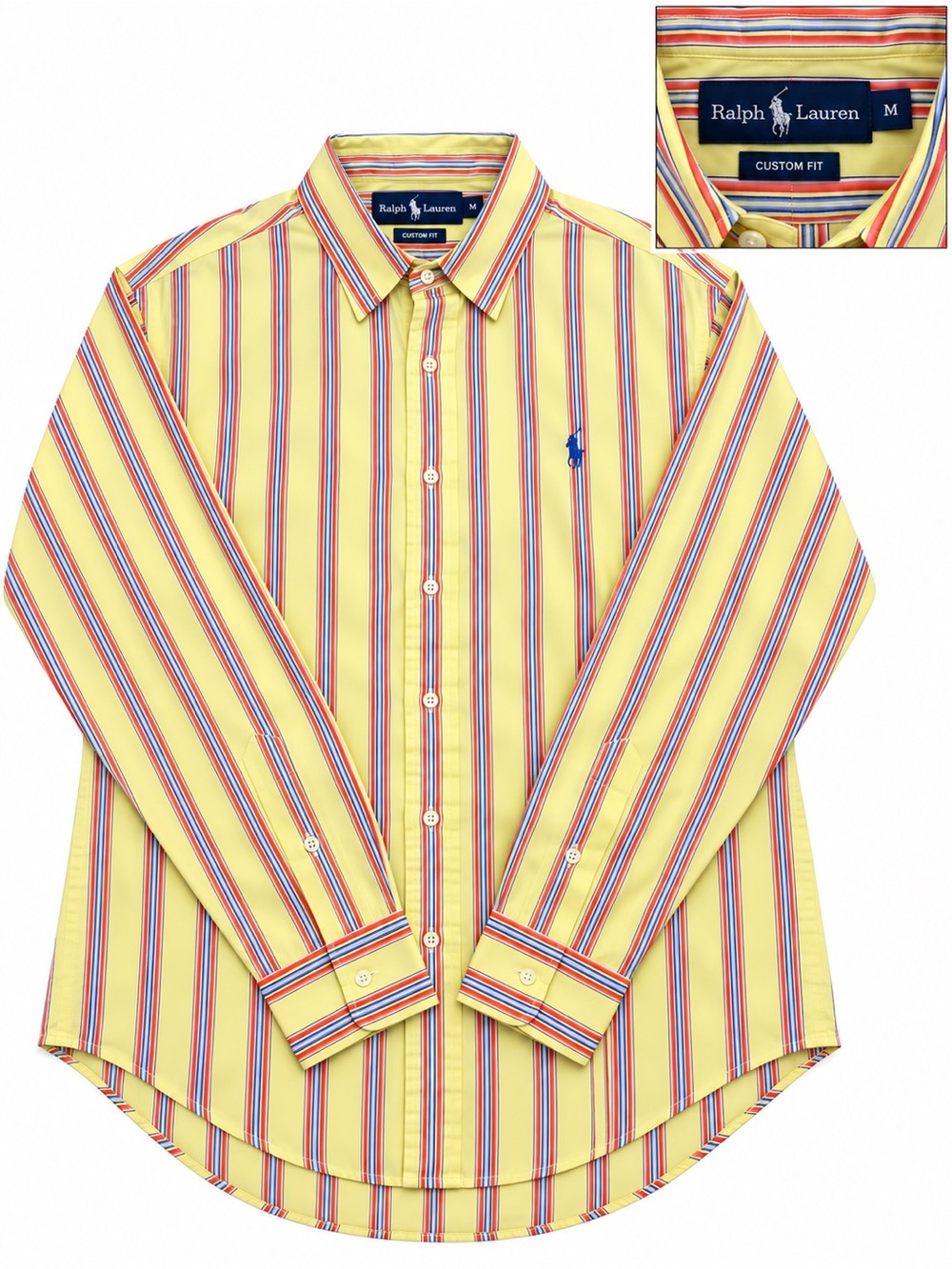 Ralph Lauren Yellow Striped Button-Up Shirt - Custom Fit
